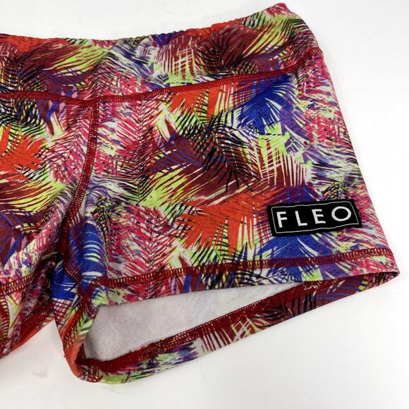 Fleo Red Palm Leaf Crossfit Shorts - Picture 2 of 4